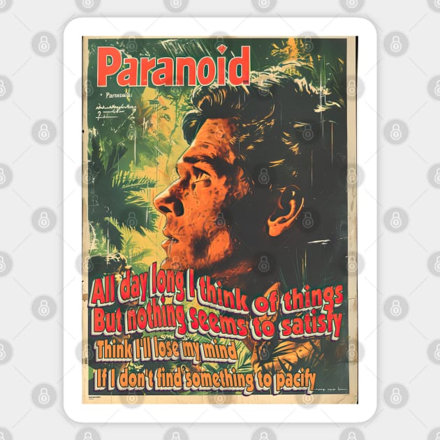 Paranoid, A vintage comics cover Sticker by obstinator